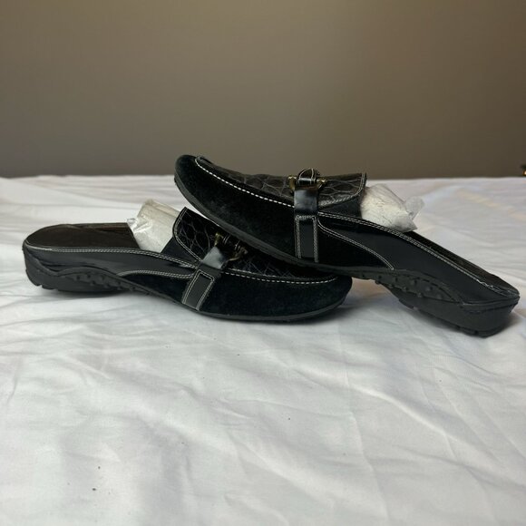 Sesto Meucci Womens Leather Slip Ons Loafers Black Square Toe Size 9 - Picture 3 of 12